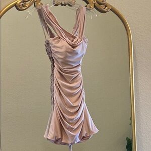 La Femme Elegant Pink Ruched Prom Dress Side zipper Size 2